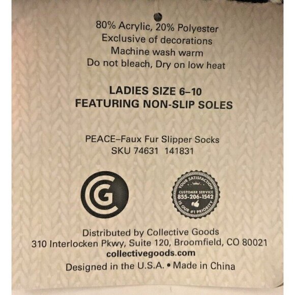 Peace Cabin Faux Fur Slipper Socks Womens Size 6-10 Soft Lined Non Slip Soles - Picture 8 of 8